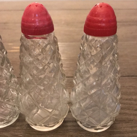 Vintage retro diner glassware salt & pepper sets Gemco syrup 7 pieces (a) - Picture 6 of 9